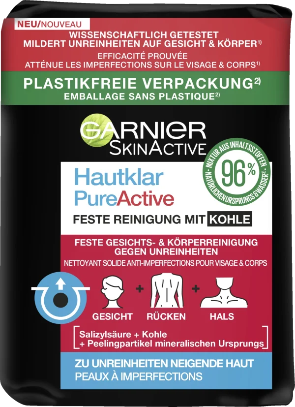 Garnier SkinActive Hautklar Pure Active Feste Reinigung Mit Kohle 1